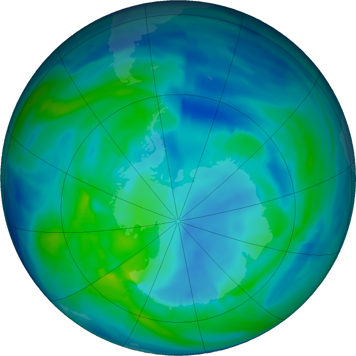 Antarctic ozone map for 28 April 2021